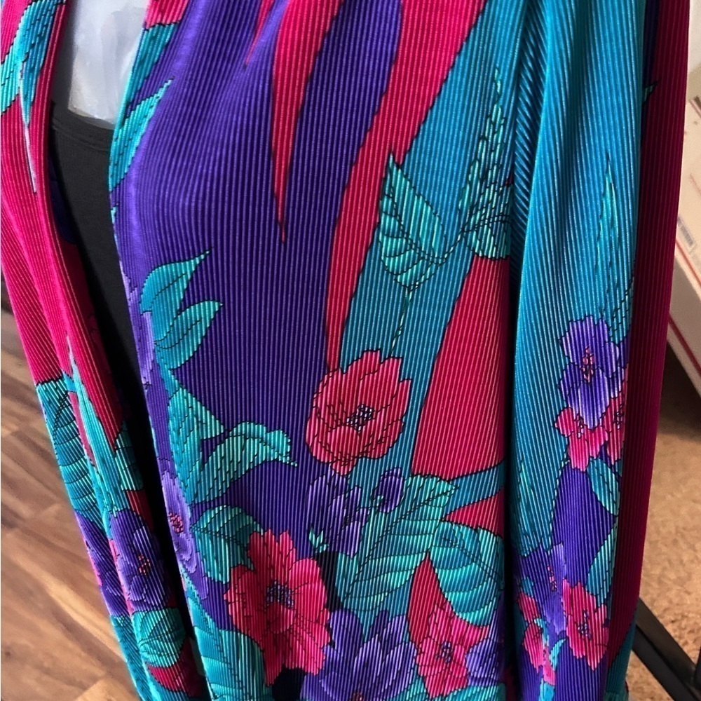 Vintage Tropical Malaysian Jacket Women’s Sz M-L Fuchsia Teal Purple Nav… - Picture 4 of 11